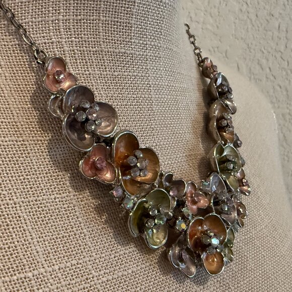 Enamel and Crystal Rhinestone Statement Necklace - Picture 5 of 11